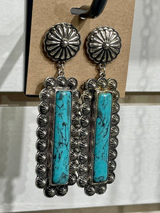 Silver/Turquoise Rectangle Earrings