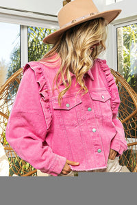 Pink ruffle sleeve jacket