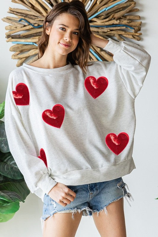 Sequin 2024 heart sweatshirt