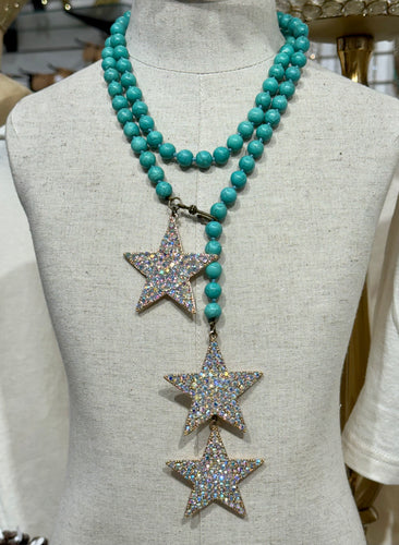 Cascading Star Necklace-Turquoise