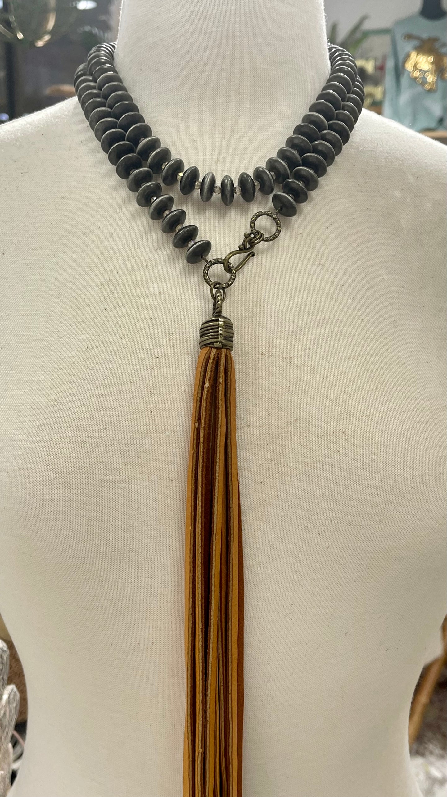 Navajo Look/Crystal Wrap w/ Deerskin Tassel