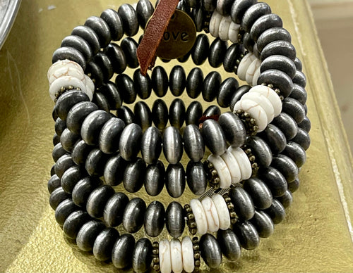 Navajo Inspired/Bone Magnasite Spiral Bracelet